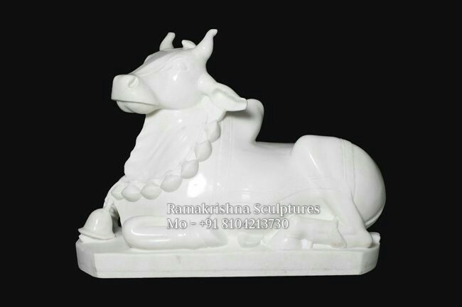 White marble nandi statue