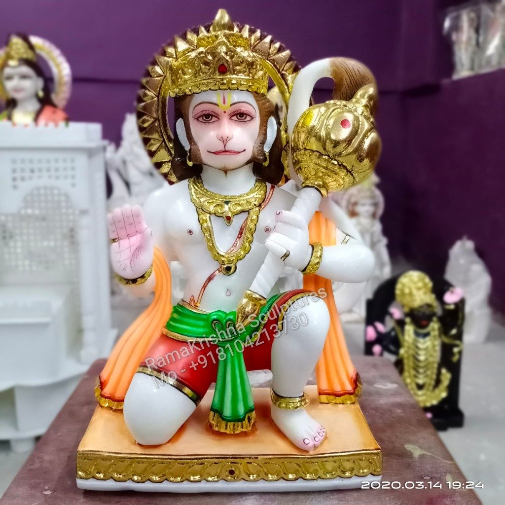 Sitting Hanuman Marble Statue