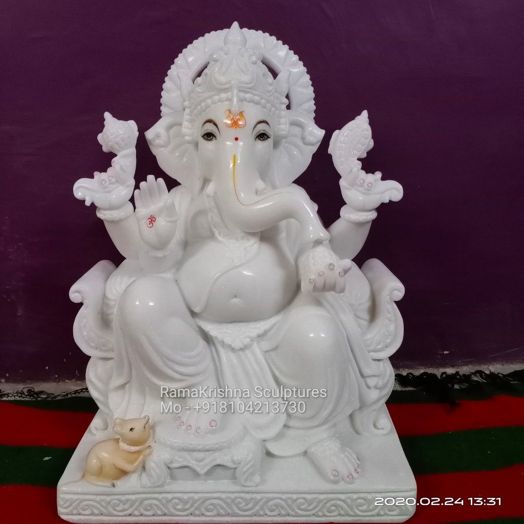 Pure White Ganesha Statue