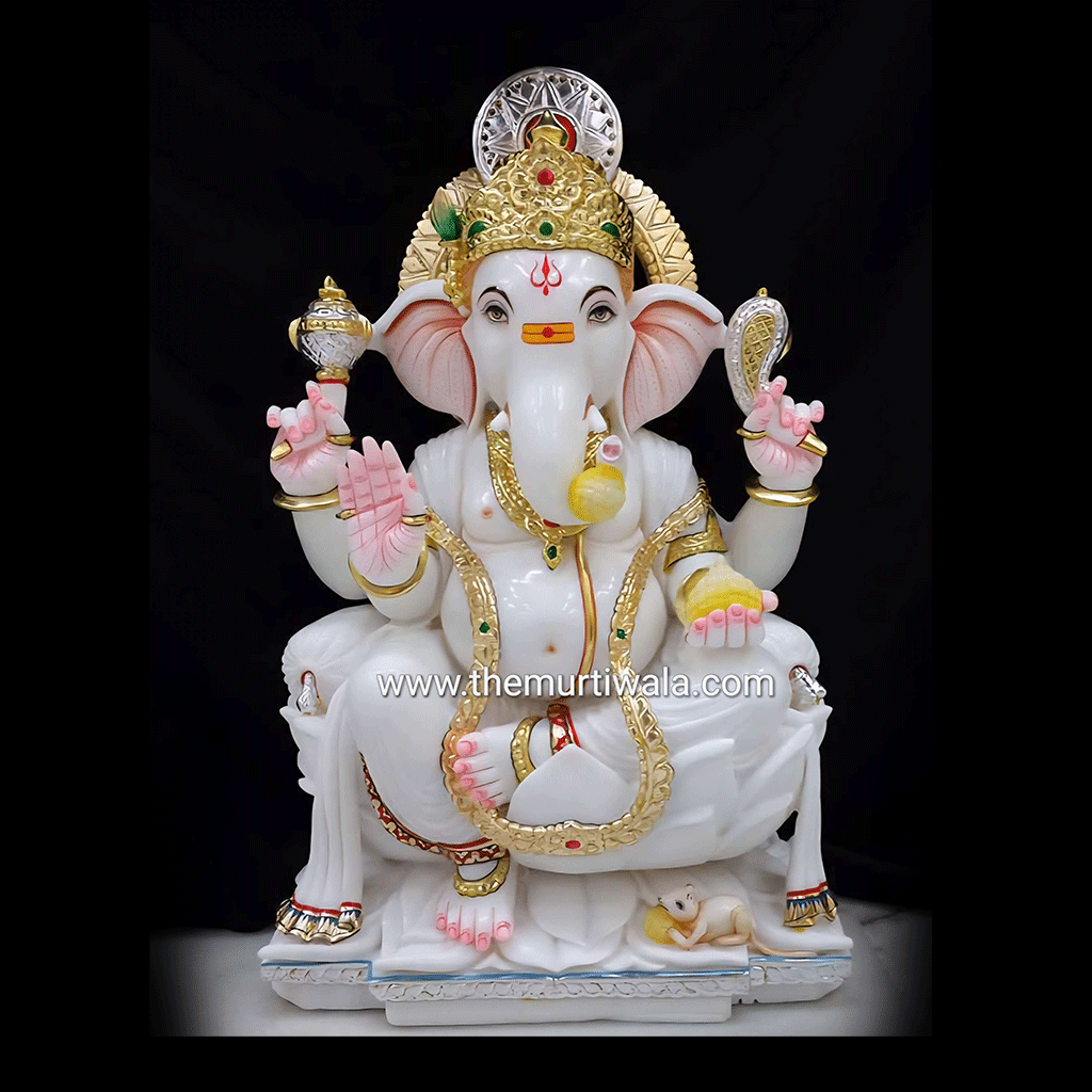 Goldplated Ganesh Marble statue