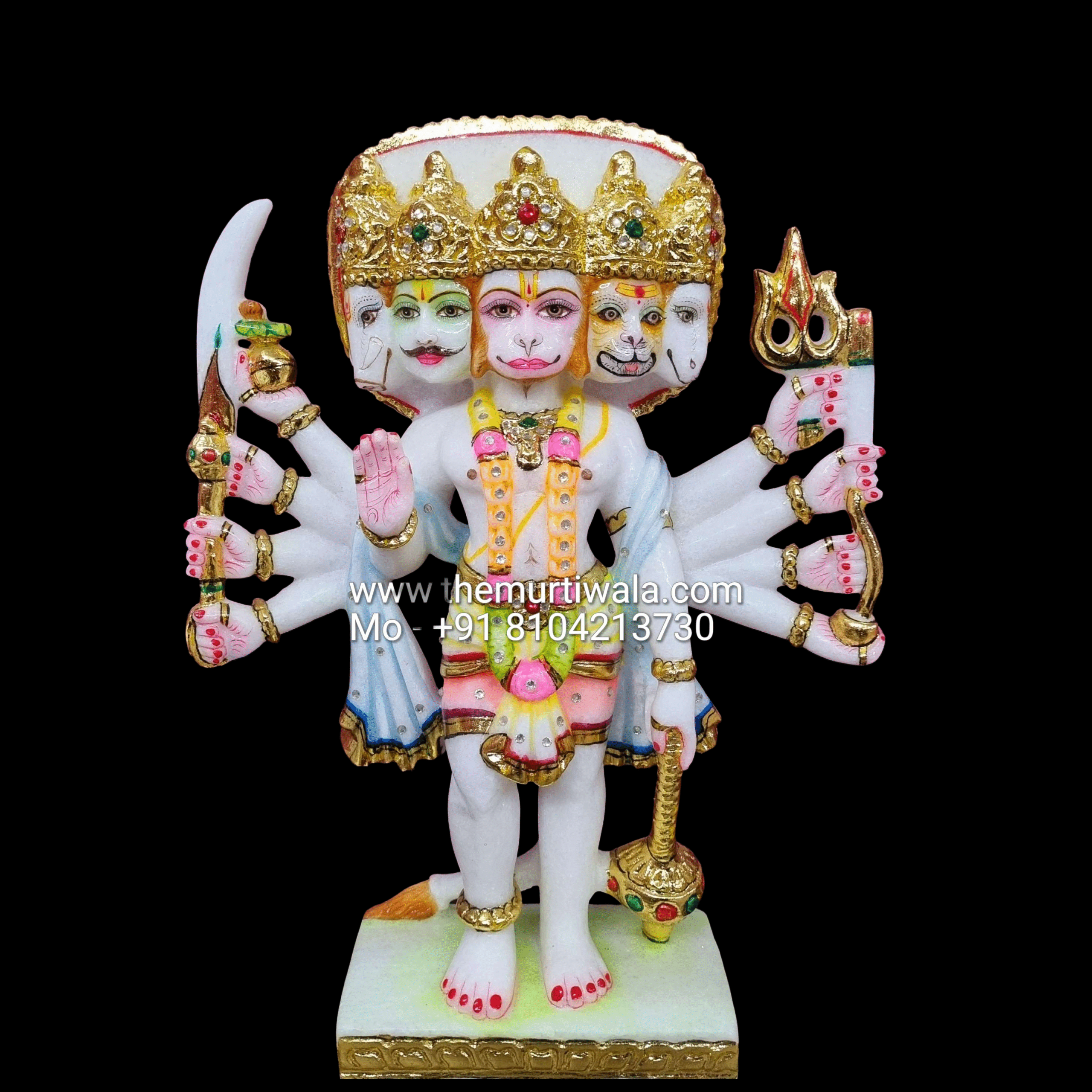 Panchmukhi Standing Hanuman Marble Murti