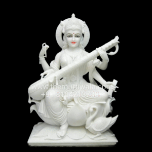 White Marble Statue of Goddess Saraswati