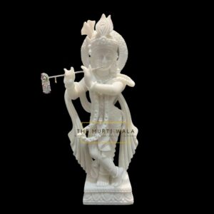 krishna white marble idol
