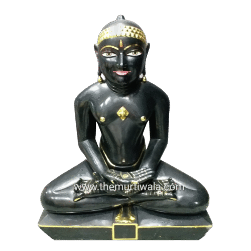 mahaveer swami marble statue in black stone