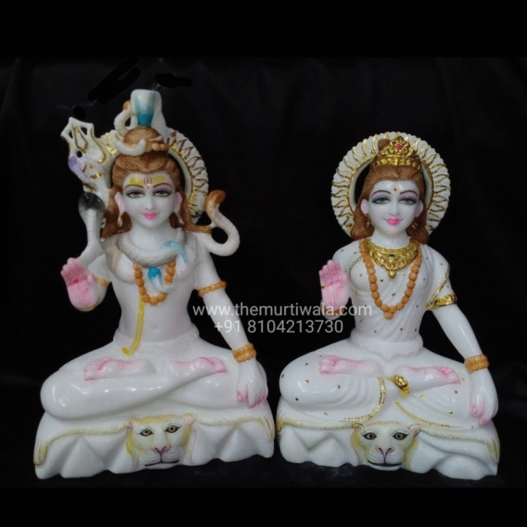 shiv parvati marble murti 1ft for home