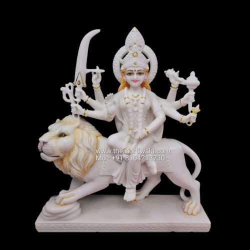2 ft durga mata statue in white marble
