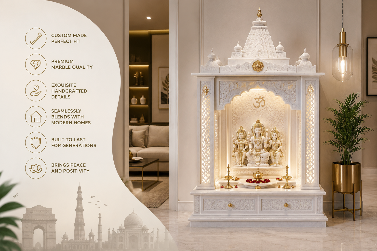 Modern home with sacred mandir altar