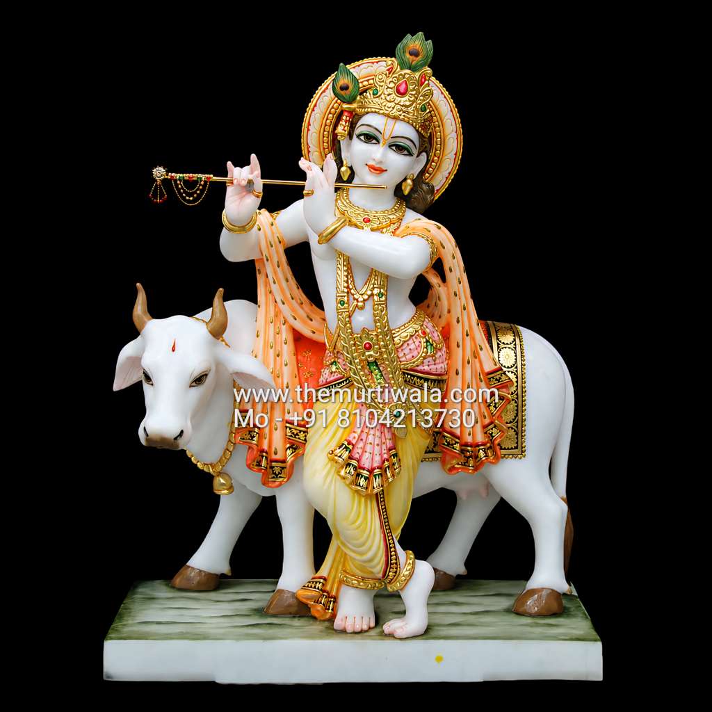 cow krishna marble murti